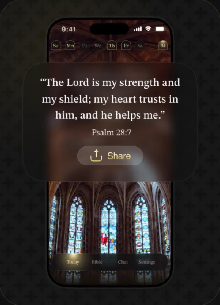 The Vitrail today screen with the verse of the day